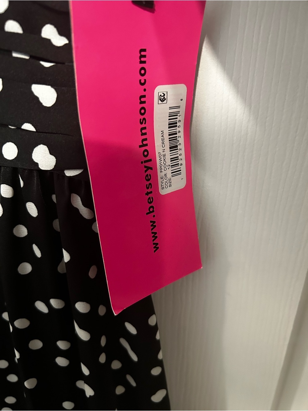Betsey Johnson Black Polka Dot Dress with Cherry Rhinestone Detail, NWT, 12 - Picture 9 of 9